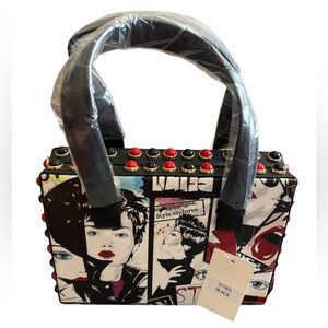 Stylish Graphic Print Handbag - Black